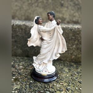 Romantic Dance Couple Sculpture in White and Black